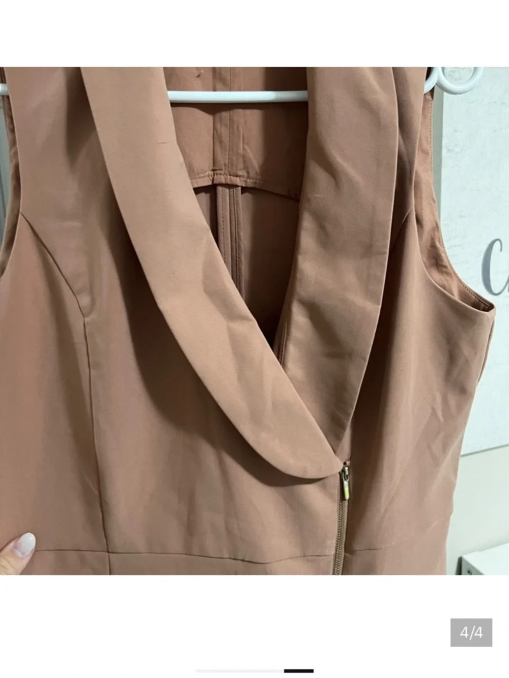 Dynamite Sleeveless Rust-Brown Midi Dress with Asymmetric Zip - Picture 4 of 4